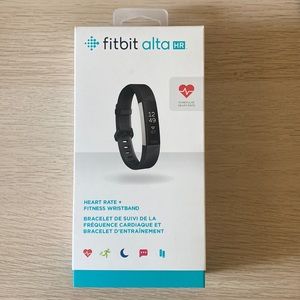 Fitbit Alta HR: size small, stainless steel tracker, black band